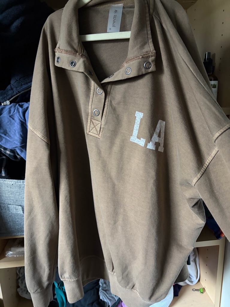 Altar'd State Brown 'La' Pullover Rugby Sweatshirt